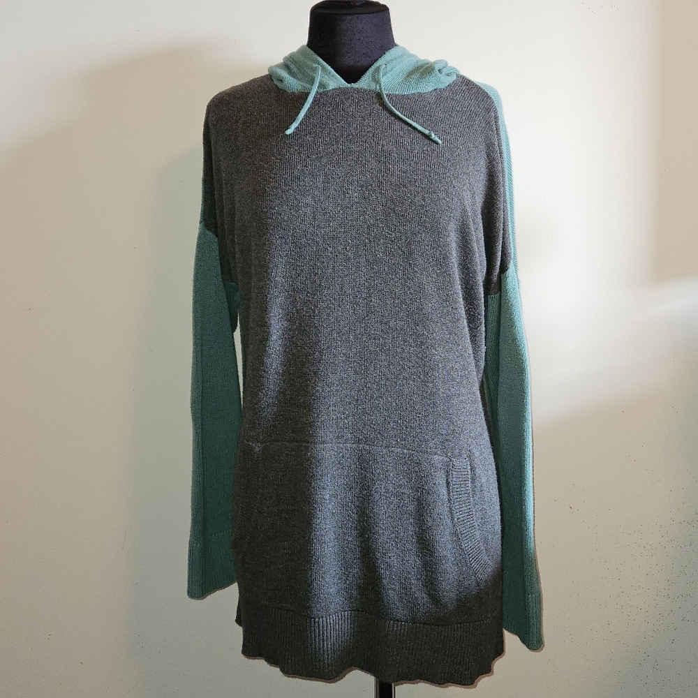Banana Republic Factory Gray and Teal Hooded Sweater Size Large